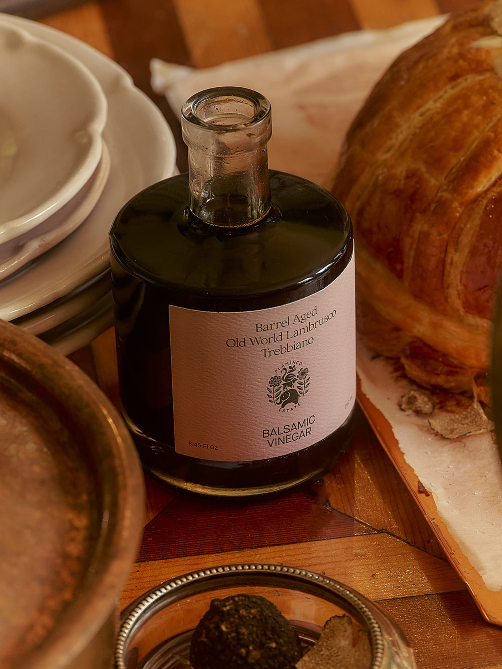 A bottle of balsamic vinegar labeled