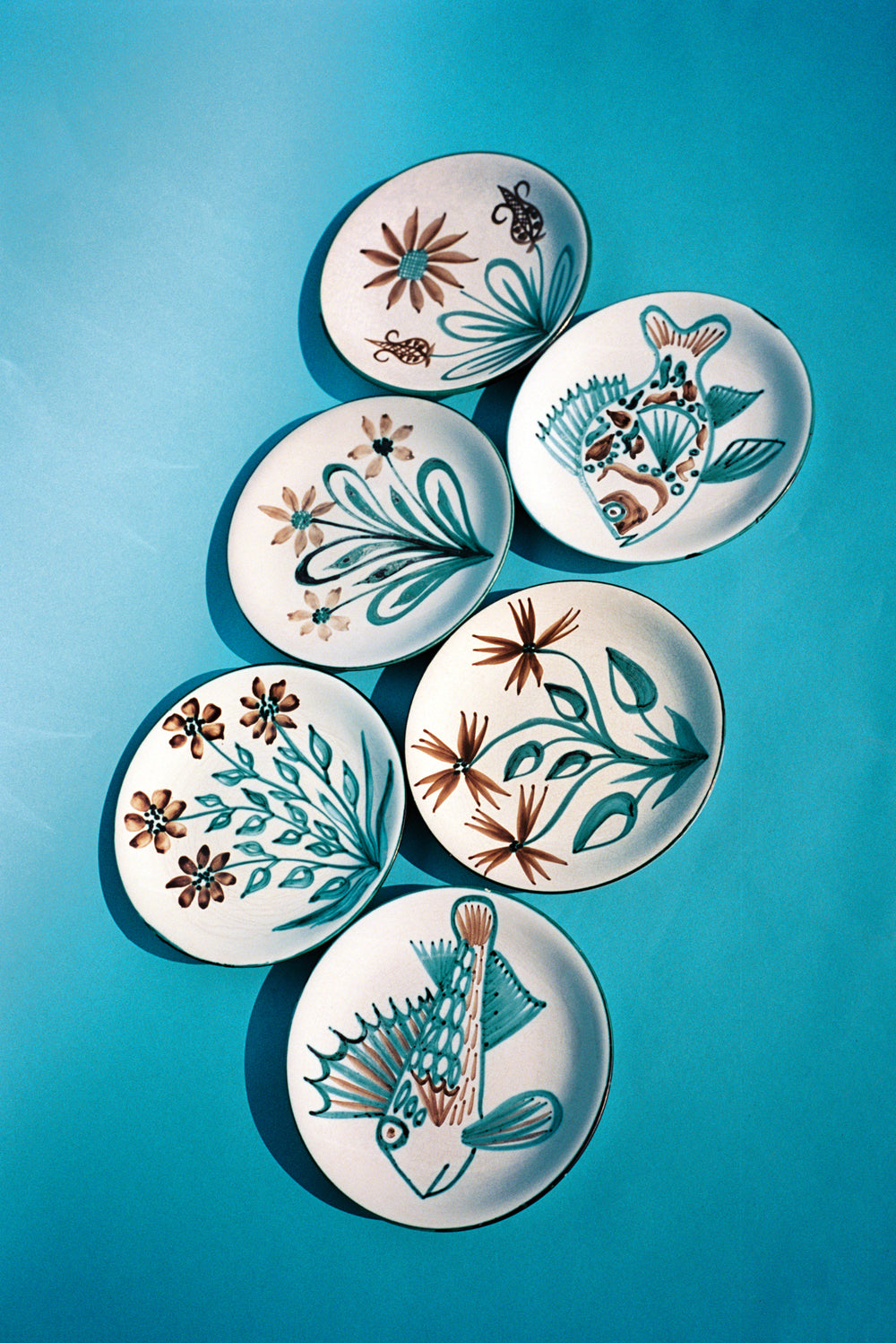 Robert Picault, Set of Six Hand-Painted Plates