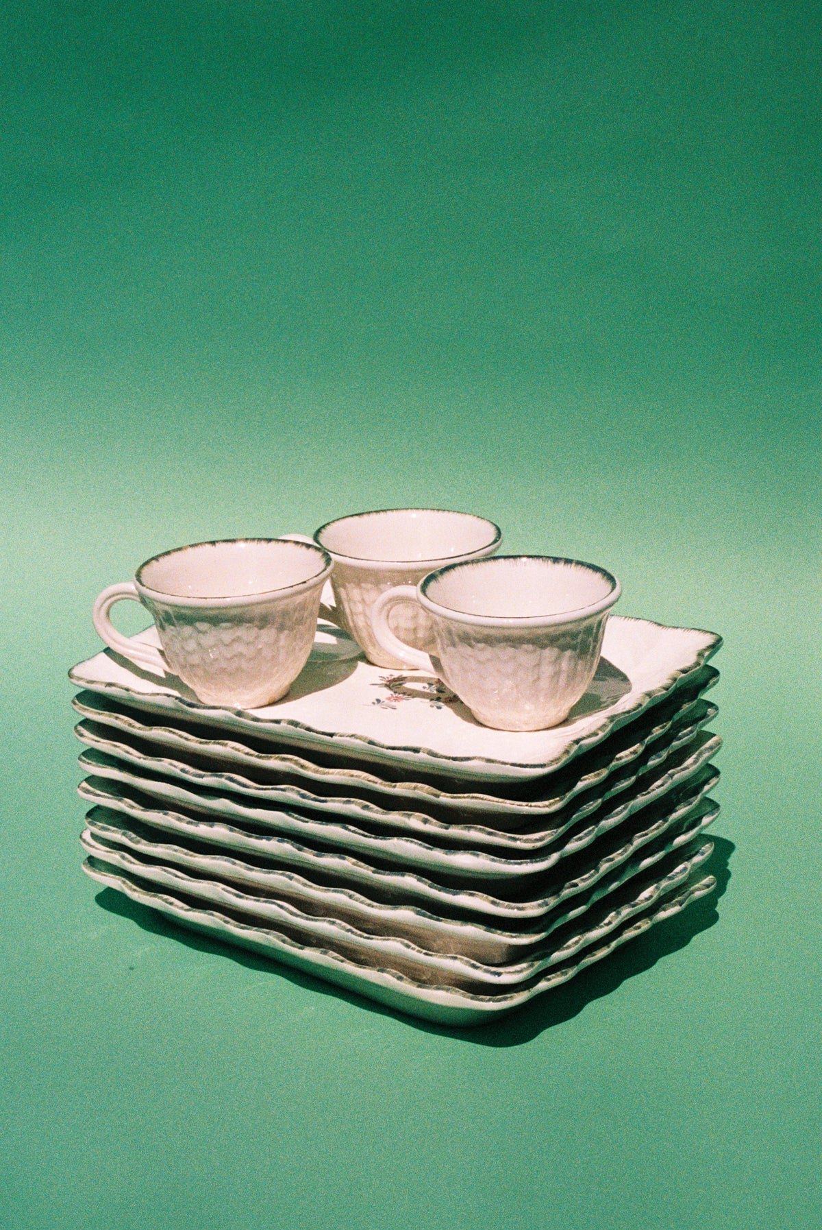 Italian Floral Snack Service for Robinson’s, Mid-20th Century - Flamingo Estate