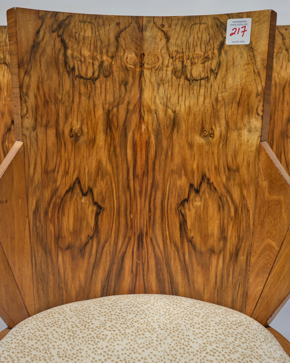 Set of 5 André Sornay Faceted-Back Side Chairs, Walnut, French Art Deco, circa 1930