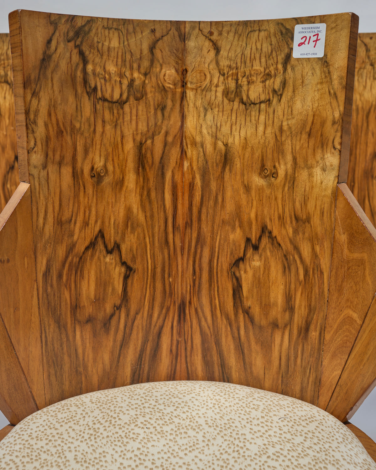 Set of 5 André Sornay Faceted-Back Side Chairs, Walnut, French Art Deco, circa 1930 - Flamingo Estate