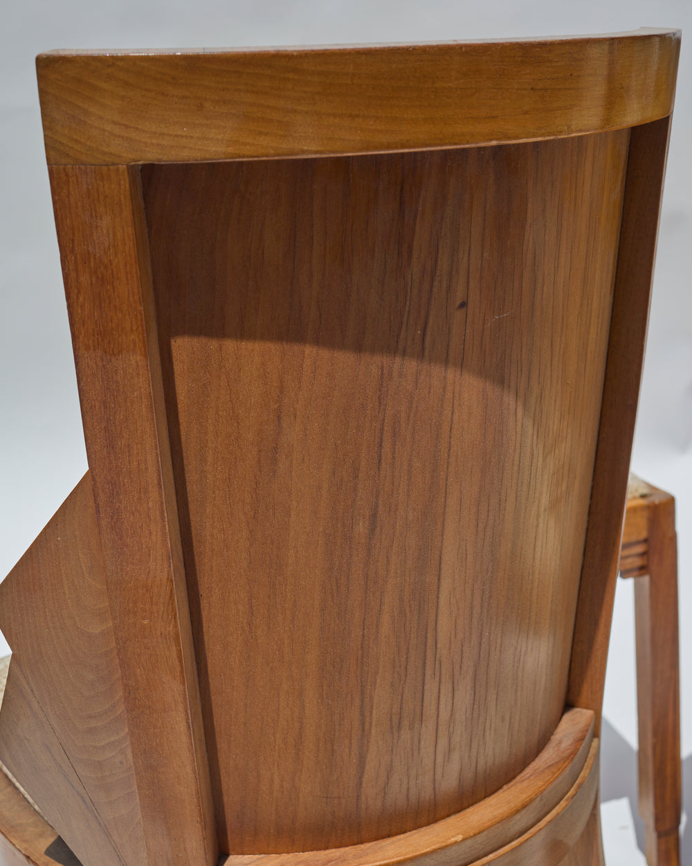 Set of 5 André Sornay Faceted-Back Side Chairs, Walnut, French Art Deco, circa 1930