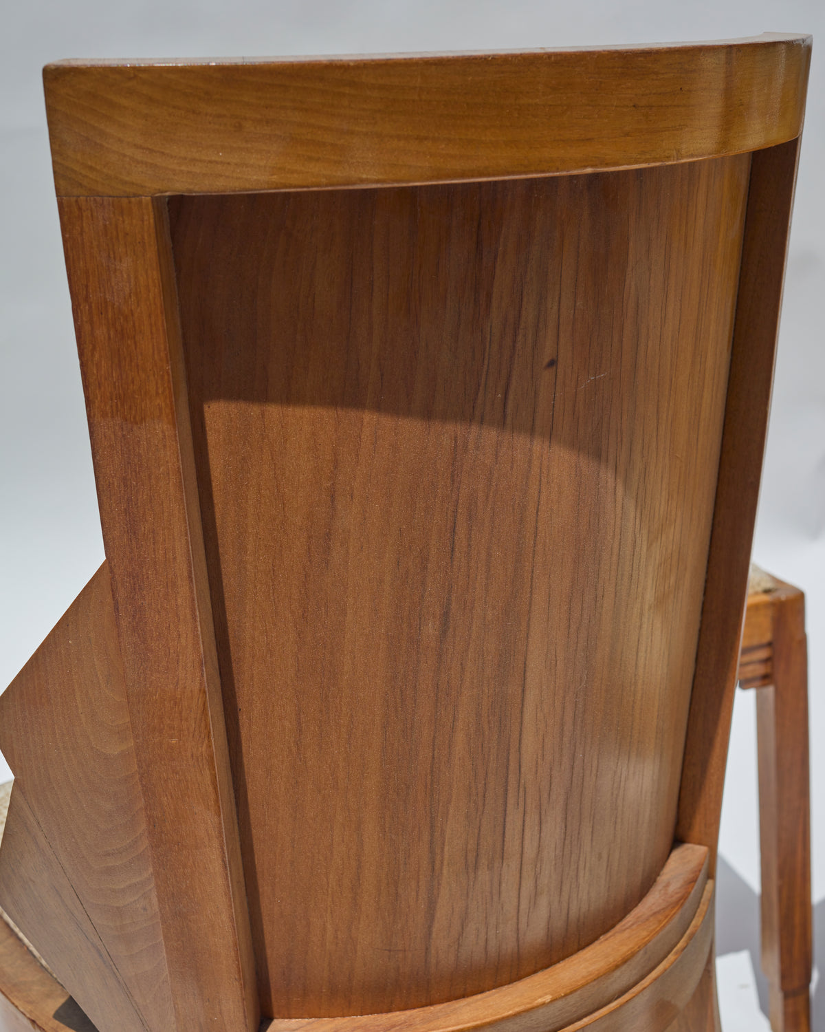 Set of 5 André Sornay Faceted-Back Side Chairs, Walnut, French Art Deco, circa 1930