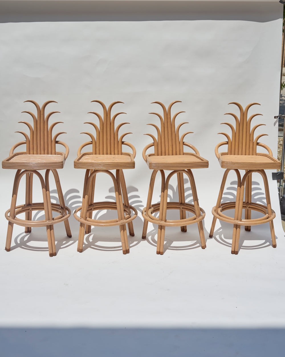 Set of 4 Vintage Bent Rattan 