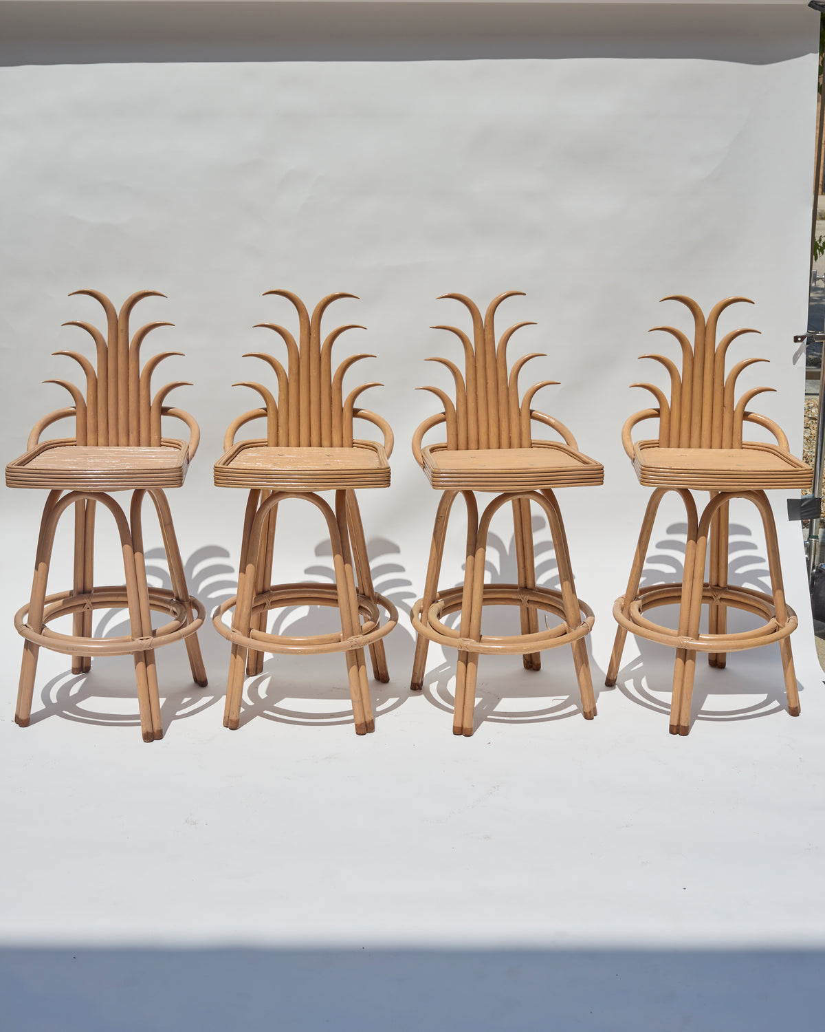 Set of 4 Vintage Bent Rattan 