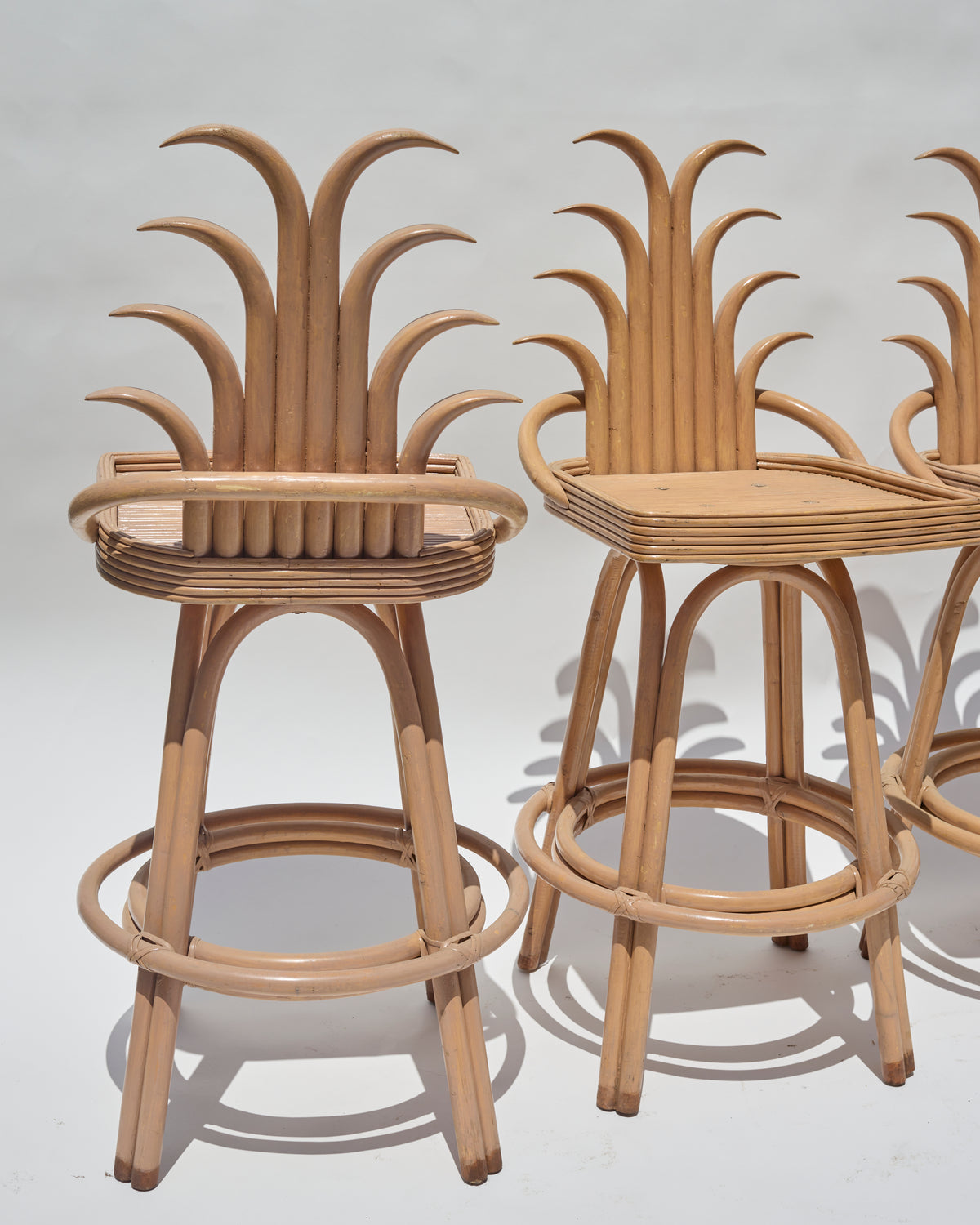 Set of 4 Vintage Bent Rattan 