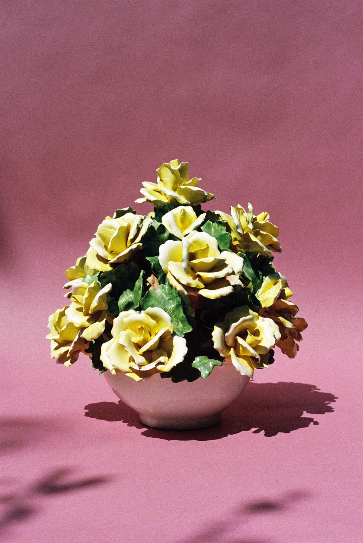 Large Yellow Porcelain Flower Sculpture - Flamingo Estate