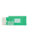 A green rectangular gift card holder features the text 