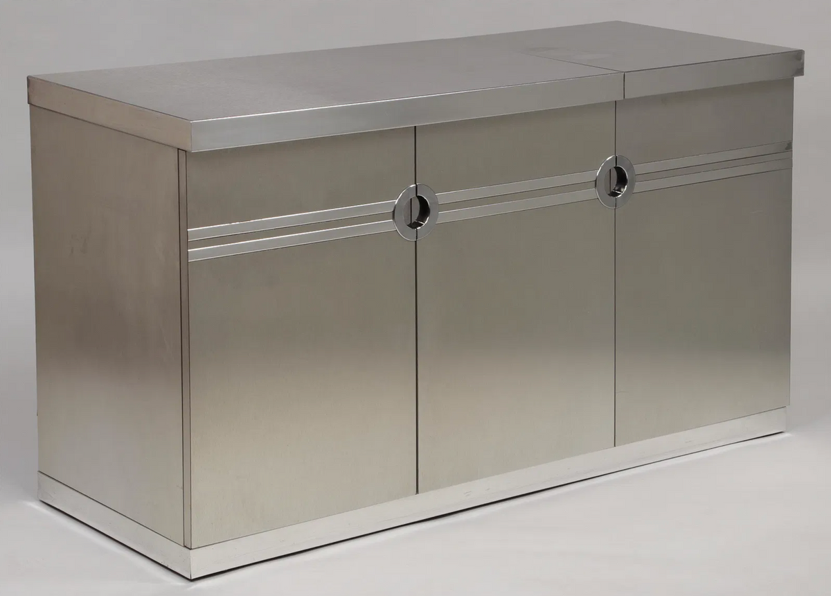 Pierre Cardin Bar Cabinet, Brushed Chrome, 1970s - Flamingo Estate