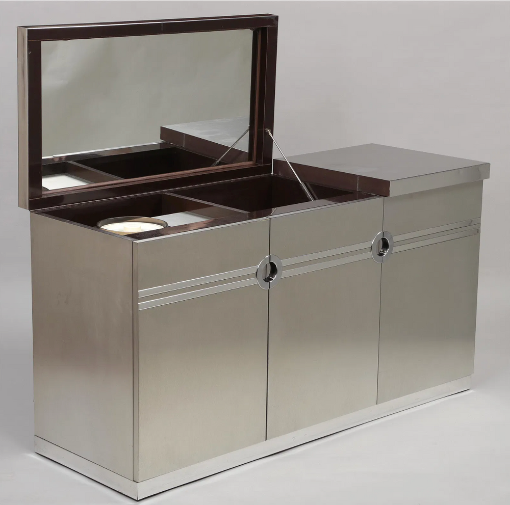 Pierre Cardin Bar Cabinet, Brushed Chrome, 1970s