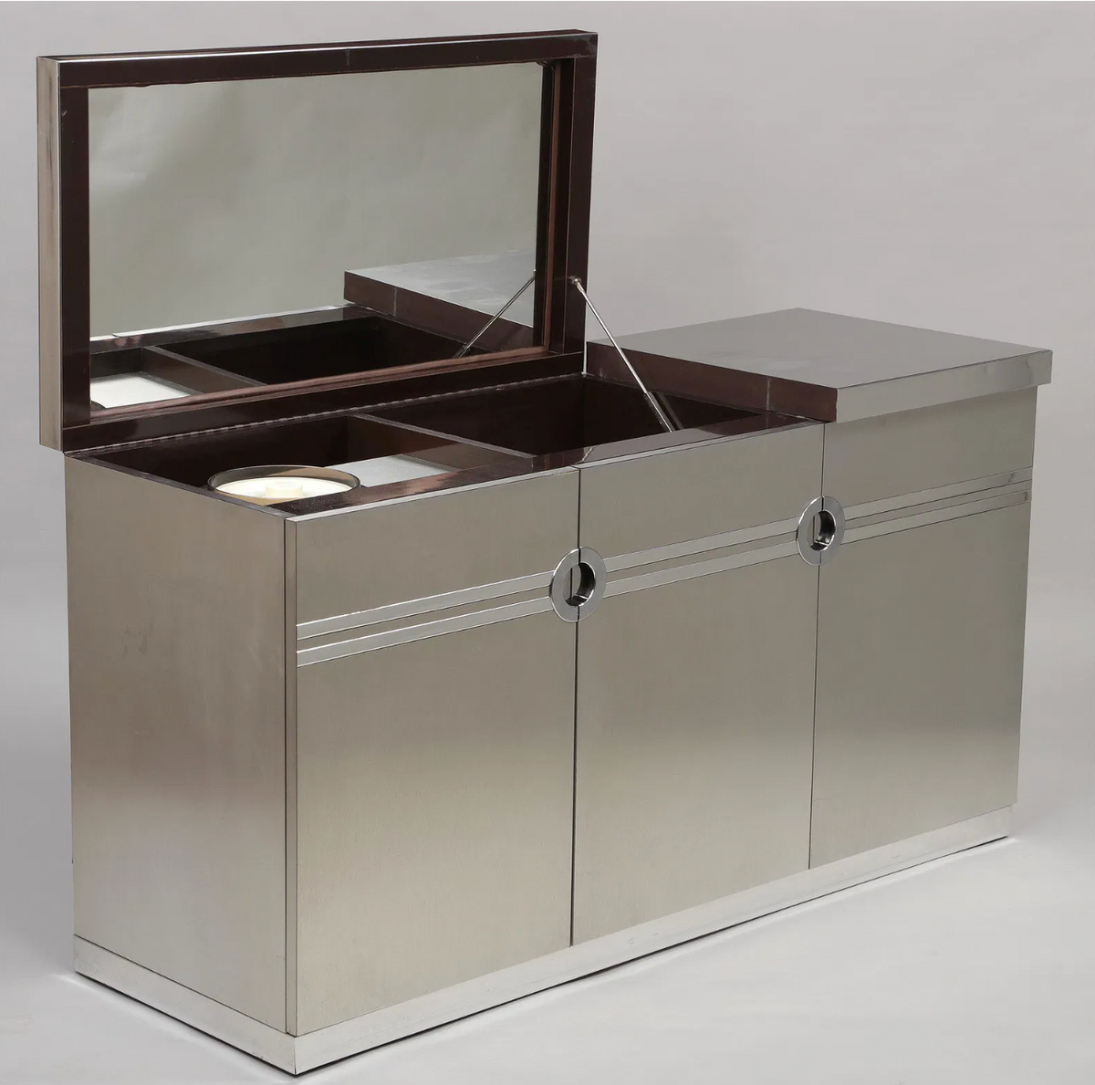 Pierre Cardin Bar Cabinet, Brushed Chrome, 1970s - Flamingo Estate